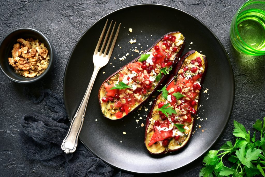 Gevulde aubergines